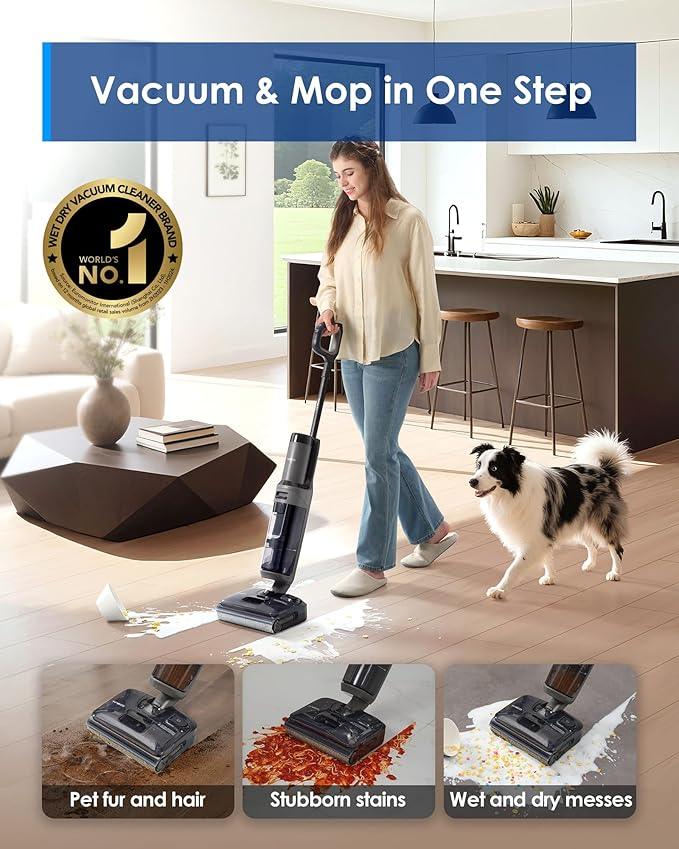 Tineco Floor ONE i6 Stretch Wet Dry Vacuum Cleaner, Vacuum & Mop All in One, 20kpa Powerful Suction, Up to 40 Minutes Runtime, 180° Lay-Flat, Anti-Tangle Design, Full-Path Self-Cleaning&185℉ Flashdry - NeatNest