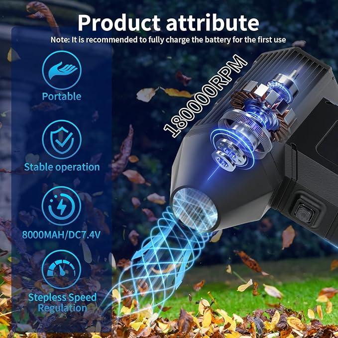 Electric Air Duster – 180000 RPM Compressed Air Blower for Keyboard, PC, Electronics – Reusable Cordless Dust Cleaner with USB-C Fast Charging - NeatNest