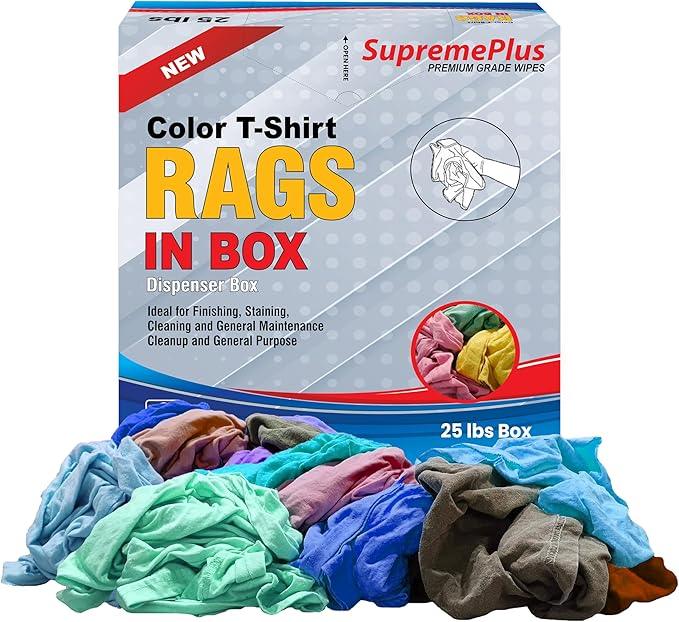 Premium Color Knit Cleaning Cloths (25 lbs. Compressed Box) – Shop Rags Bulk for Workshops, Mechanics, Painters, and Home Use, Multipurpose Cotton T-Shirt Rags - NeatNest
