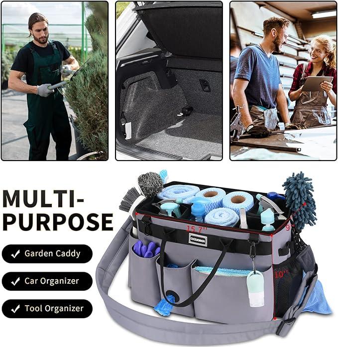 Large Cleaning Caddy Organizer with Handle, Sponge Shoulder Strap Cleaning Supplies Organizer with Foldable Dividers Zipper Pocket Cleaning Supply Caddy for Cleaners Housekeepers - NeatNest
