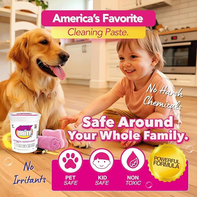 Quick 'n Brite All Purpose Cleaning Paste – Miracle Cleaner for Tough Stains, Biodegradable, Non-Toxic, Pet-Safe, Multi-Surface Stain Remover, Made in USA, 32 Oz Kit - NeatNest