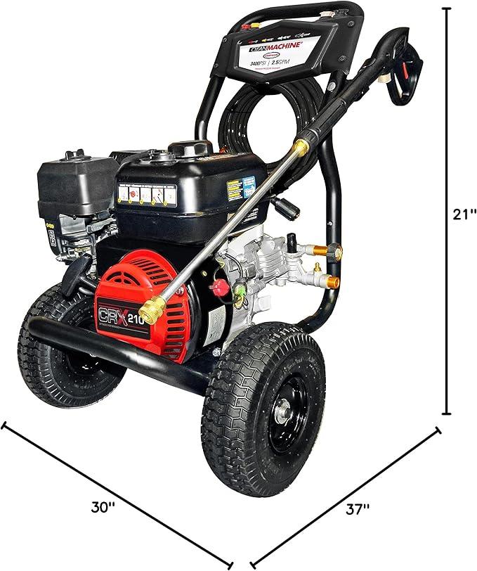 Simpson 3400 PSI Gas Pressure Washer, 2.5 GPM Residential Power Washer, Cold Water, 25' Hose, Clean Machine, 49-State Compliant (CM61083) - NeatNest