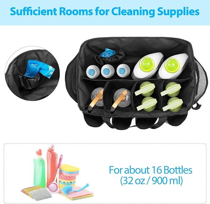 Extra-Large Cleaning Caddy, Organizer with Handles for Cleaning Tools & Products Storage, Large Capacity Tote Bag for Car, Home & Housekeeping Work, Gray - NeatNest