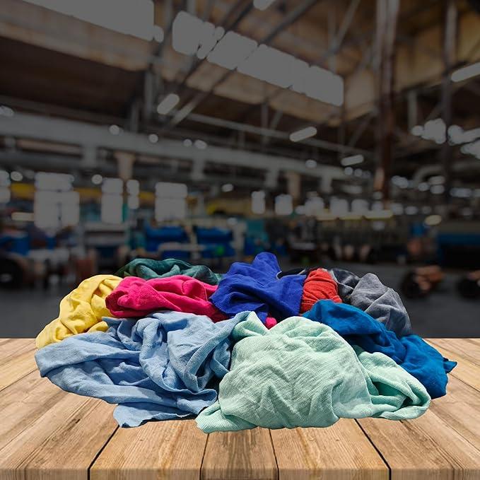 Premium Color Knit Cleaning Cloths (5 lbs. Compressed Box) – Shop Rags Bulk for Workshops, Mechanics, Painters, and Home Use, Multipurpose Cotton T-Shirt Rags - NeatNest
