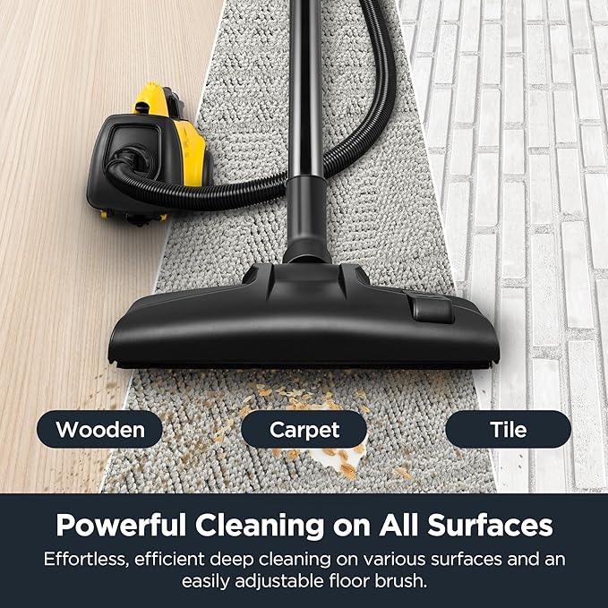 Eureka 3670M Canister Cleaner, Lightweight Powerful Vacuum for Carpets and Hard floors, w/ 5bags,Yellow - NeatNest