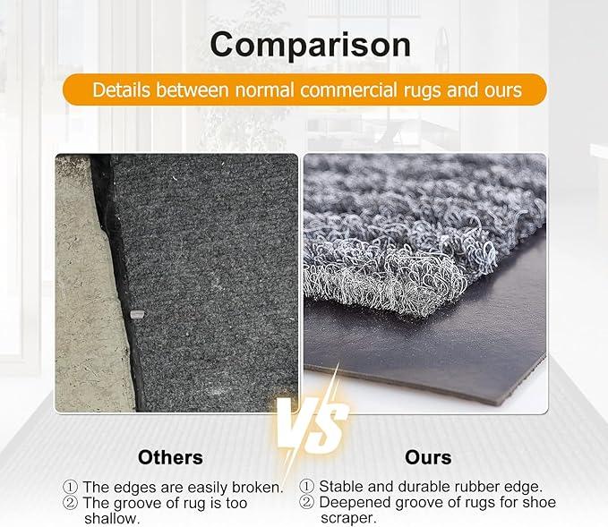 LVETOLS 4' x 8' Moisture Guard Doormat, Commercial Grade Door Floor Mat Striped Brush Step Entrance Mat with Rubber Backing, Low Profile Commercial Rugs for Entryway, Easy to Clean(Charcoal Grey) - NeatNest