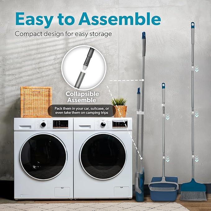 BLACK+DECKER Butler Broom & Dustpan Set - Stand-Up Design - Lightweight, Space-Saving Combo for Kitchen, Living Room, Bathroom, Lobby Floors - Home Cleaning Essential, Ocean Blue - NeatNest