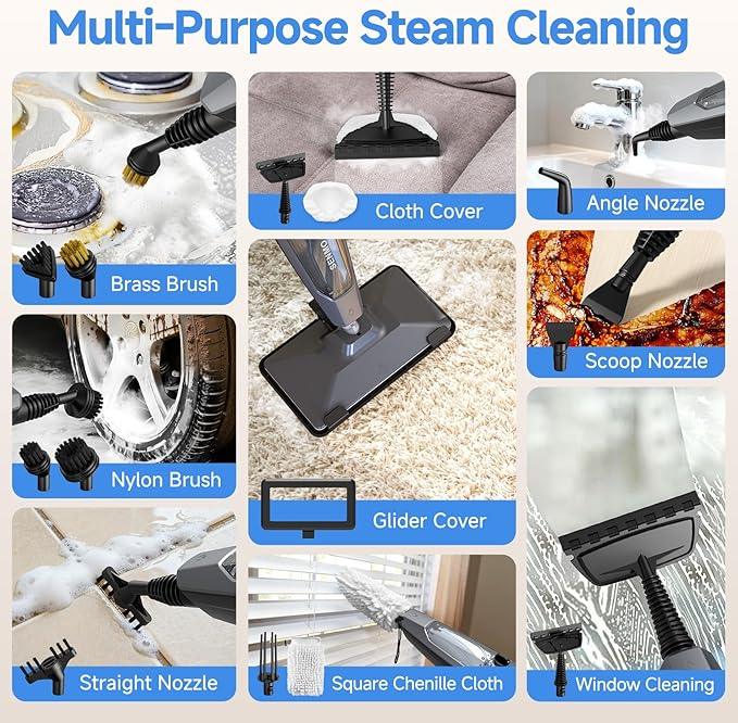SENMO Steam Mop, 14-in-1 Detachable Steam Cleaner for Home and Floor, 1300W 228°F Deep Cleaning MultiPurpose Floor Steamer with 14 Attachments for Hardwood Floors, Tile, Grout, Furniture, Carpet, Wall - NeatNest