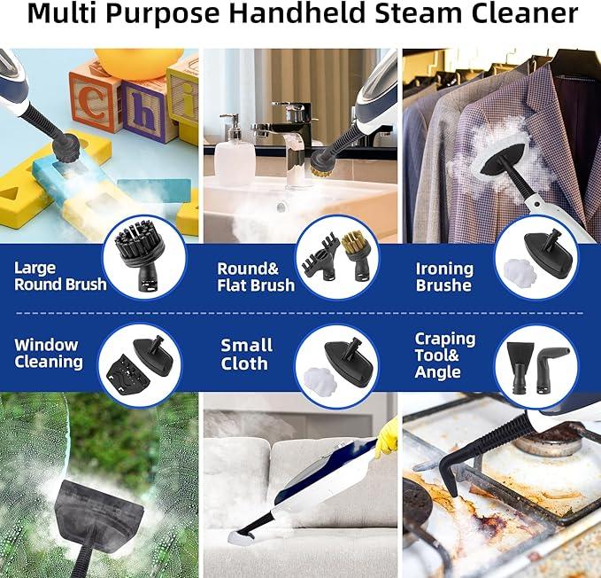 Steam Mop - 10-in-1 Floor Steamer Detachable MultiPurpose Handheld Steam Cleaner for Hardwood/Tile/Laminate All Floors Carpet Cleaning with 11 Accessories for Whole Home Use(Blue). - NeatNest