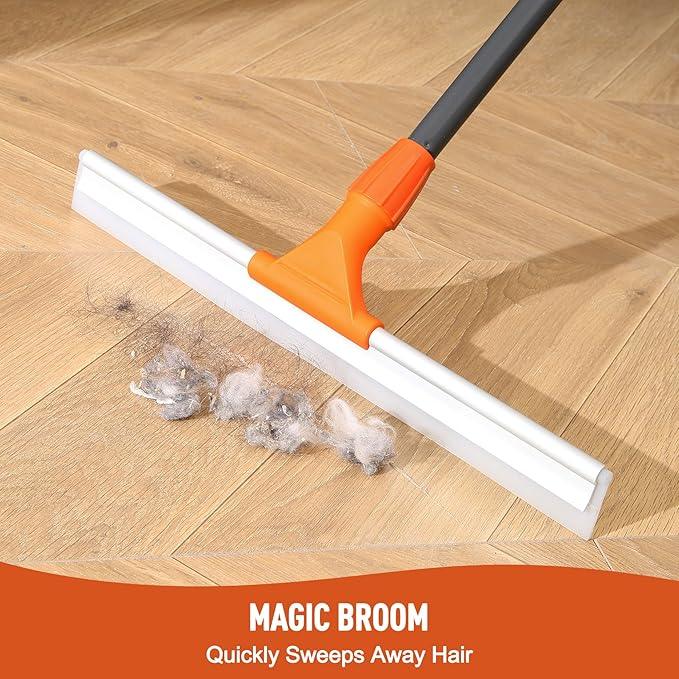 Silicone Floor Squeegee for Shower Glass, Floor, and Garage - Heavy-Duty Pet Hair Remover, Bathroom Tile Cleaner, Window Wiper - Flexible, No Streaks, Compact Storage - NeatNest
