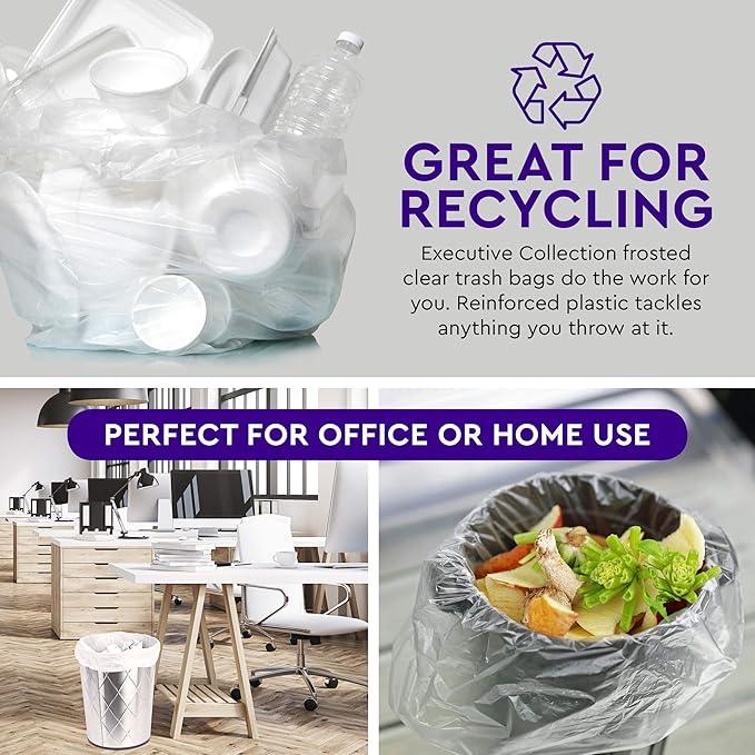 Clear 7-10 Gallon Trash Bags, 1,000 Bulk Pack - Medium Size Garbage Bin Liners for Office, Bedroom and Kitchen Wastebasket Cans - by Executive Collection - NeatNest