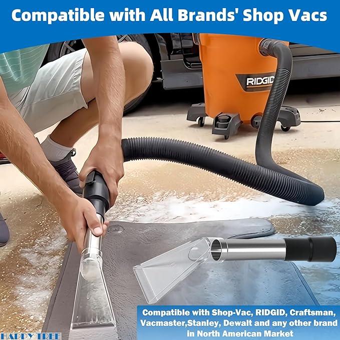 Happy Tree Universal Fit All Existing Shop Vacs with 2-1/2" &1-7/8" &1-1/4" Adapter Wet Extraction Accessory for Upholstery & Carpet Cleaning & Auto Detailing Shop Vac Extractor Attachment Hose Kit - NeatNest