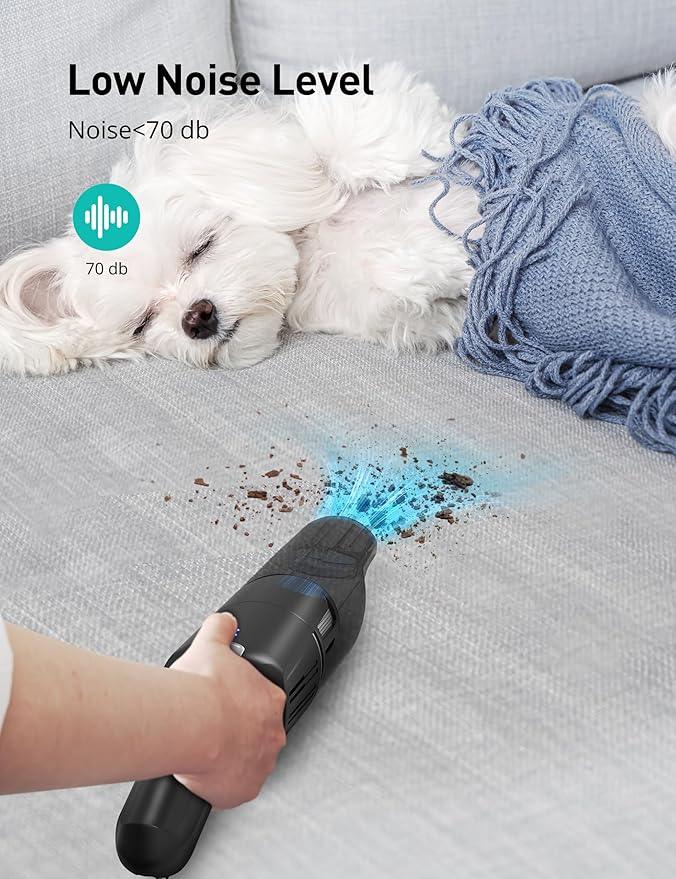 Aspiron Cordless Handheld Vacuum, 24KPA Powerful Car Vacuum, 2-Speed, 2 Charging Methods, Wireless Charger, Ergonomic Handle, Portable Rechargeable Vacuum Cleaner for Car, Home, Black Grey - NeatNest