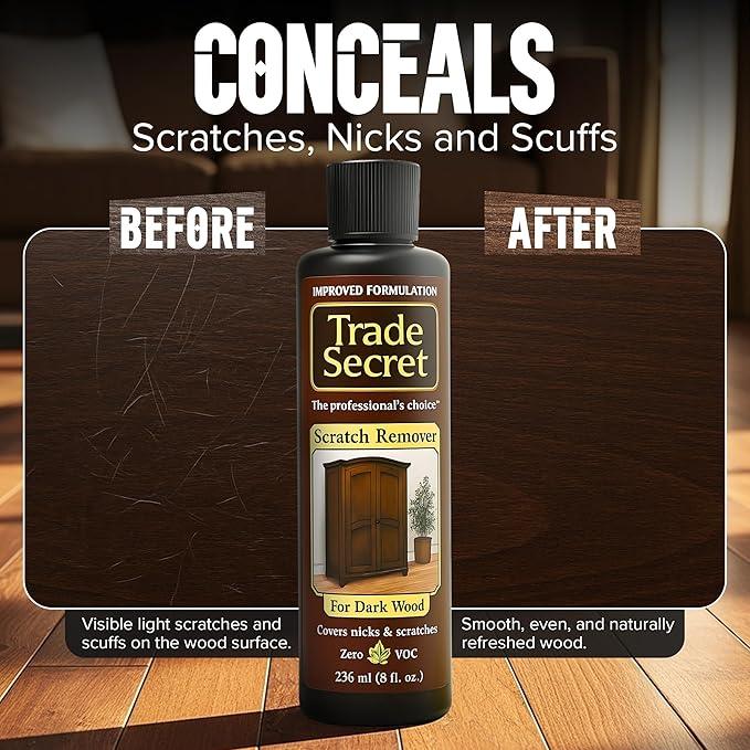 Trade Secret Scratch Concealer for Real Wood Furniture & Floors – Restores Dark Wood Scratch, Covers Nicks, Scuffs & Dogs, Cats Scratches, Marks, Minor Defects - NeatNest