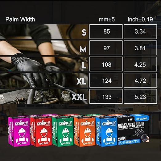 Heavy Duty 6 Mil Black Nitrile Gloves - Disposable, Latex & Powder Free | Mechanic, Food Prep & Tattoo | Rubber Gloves for Cooking, Cleaning & Household | Pack of (200) - NeatNest