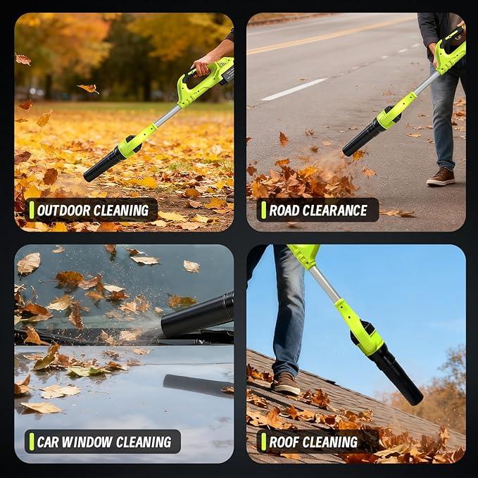 Cordless Leaf Blower, 21V Leaf Blowers, 580CFM/180 MPH Brushless Motor and 3-Speed Electric Blower, with 2 Lightweight Batteries 3.0Ah & Charger Gutter Cleaning for Garden Yard Patio - NeatNest