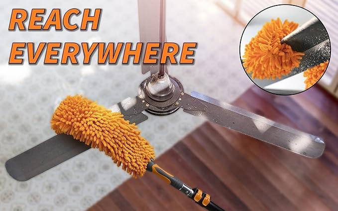 30 Foot High Reach Duster Kit with 5-24 ft Extension Pole // High Ceiling Duster Cleaning Kit with Telescopic Pole // Cobweb Duster // Feather Duster and Ceiling Fan Duster // The Ultimate Dusting Kit - NeatNest
