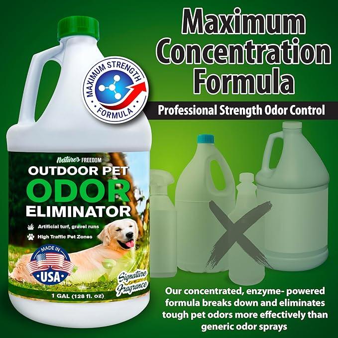 Nature's Freedom Hose-End Outdoor Pet Odor Eliminator – Gallon Enzyme Cleaner with Spray Gun for Yard, Turf, Patios, Kennels, Concrete - NeatNest