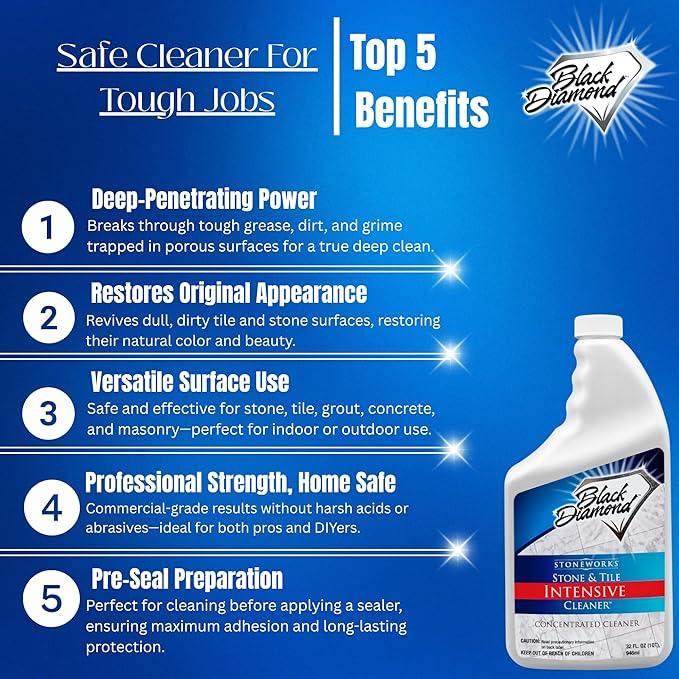Black Diamond Stoneworks Stone & Tile Intensive Cleaner: Concentrated Deep Cleaner, Marble, Limestone, Travertine, Granite, Slate, Ceramic & Porcelain Tile. - NeatNest