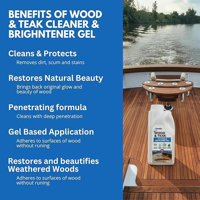 EcoDecors Loveable 2 in 1 Wood & Teak Cleaner and Brightener Gel, 1 L, for Outdoor Use, Cleans, Renews, and Refreshes Outdoor Wood - NeatNest