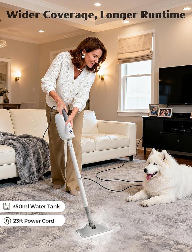 10-in-1 Steam Mop, Detachable Handheld Steam Cleaner, Multi & Up Steamer for Cleaning with 350ml Tank,10s Heat-Up, 23Ft Cord, 248°F 1200W Powerful Floor Steam Mop for Hardwood Floors, Grout, Carpet - NeatNest