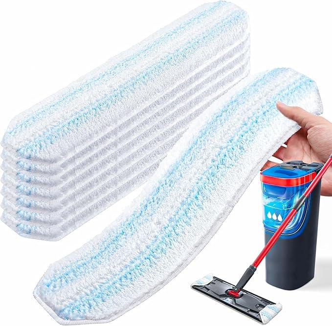 AIR U+ 8 Pack Mop Replacement Pads for Ocedar H2prO Flat Mop System, Machine Washable Reusable Microfiber Replace Heads for O-Cedar H2pro Floor Mop Refills - NeatNest