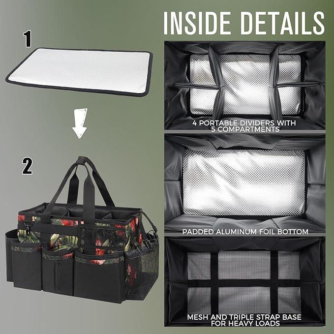 Wearable Cleaning Caddy, Cleaning Caddy Supplies Organizer with Handle & Shoulder Straps for Housekeepers, Under Sink & Car Cleaning Tool Organizers Bag with 4 Foldable Divider (GreenBush) - NeatNest