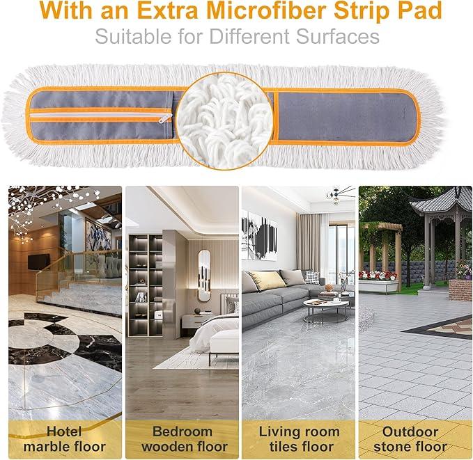 36” Commercial Dust Mop for Hardwood Floor Cleaning, Heavy Duty Push Broom Mop Hotel Company Household Cleaning Supplies for Hardwood, Tiles, Marble,Vinyl Plank Floors Cleaning - NeatNest