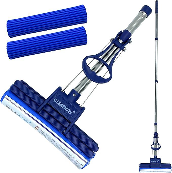 OneTouch GO! Floor Cleaner, Floor Mops, Sponge Mops, Mop with Wringing Function (Cleanow OneTouch GO! Mop + 2 Refills) - NeatNest