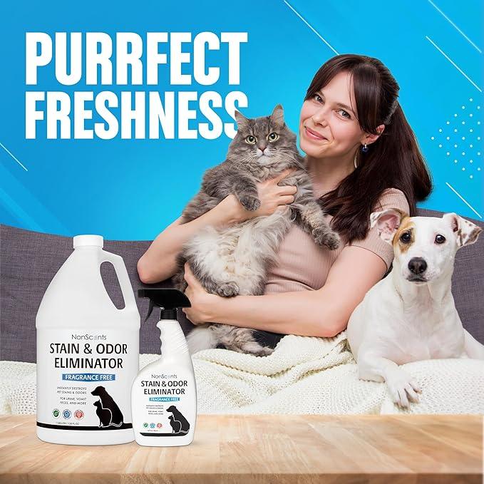 NonScents Stain & Odor Eliminator Spray for Strong Odor - 32 oz - Pet Odor Eliminator for Home - Carpet Stain Remover for Cats and Dog Pee - Cat Urine Destroyer - Carpet Cleaner Spray - NeatNest