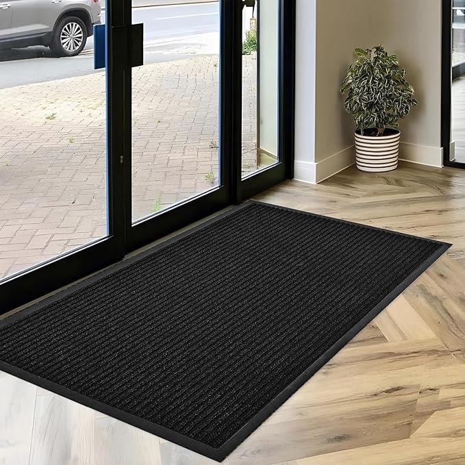 SRDDQLC Door Floor Mat Commercial Grade Large Size Heavy Duty Tough Entry Collection Slip Skid Entrance Mat with Rubber Backing Low Profile and Easy to Clean Indoor Outdoor Rug,3x4FT,Black - NeatNest