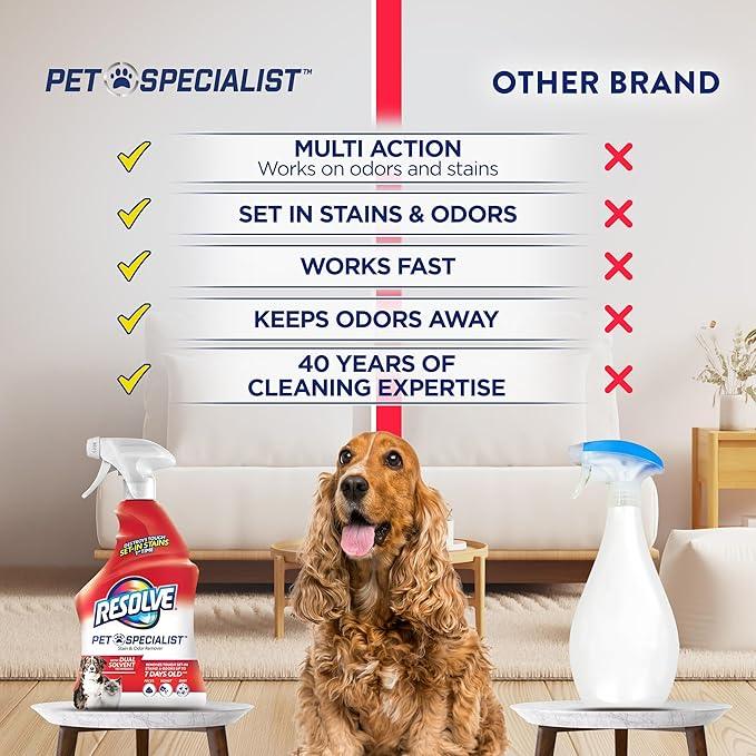 Resolve Pet Specialist Carpet Cleaner Spray – for Removal of Pet Stains & Odors Up to 7 Days Old, 22oz - NeatNest