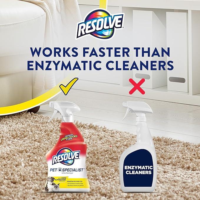Resolve Pet Specialist Urine Destroyer Carpet Cleaner Spray – Urine Eliminator for Pet Stains & Odors Up to 7 Days Old, 22oz - NeatNest