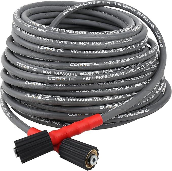 1/4" Pressure Washer Hose 100FT, 3600psi Power Washer Hose for Cold and Hot Water, Steel Wire Braided & Synthetic Rubber Jacket, M22-14mm - NeatNest