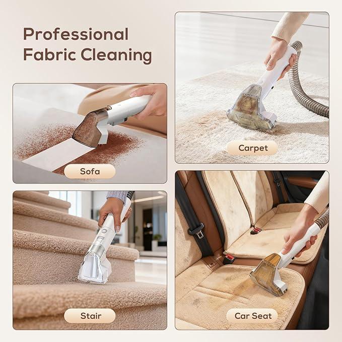 Upholstery Cleaner Machine, 15Kpa Portable Carpet & Upholstery Spot Cleaner Machine, Deep Stain Cleaning for Carpet, Pets, Stairs, Car Seat, Couch, with Dual Size BrushHead and Cleaning Solutions - NeatNest