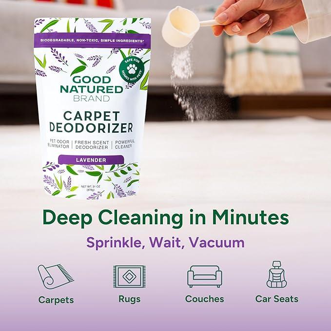 Good Natured Brand | Carpet Deodorizer & Freshener Powder | 31 oz Pet Odor Eliminator for Strong Odor & Pet Urine | Fresh Natural Lavender Scent | Safe for Homes with Pets - NeatNest