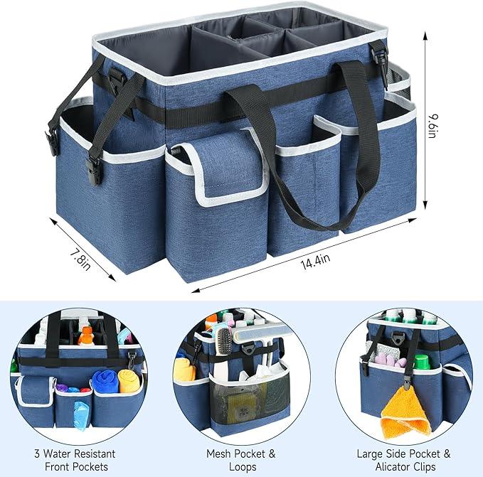 Cleaning Caddy,Cleaning Bag for Housekeepers,Cleaning Supplies Organizer with Handle,Blue - NeatNest