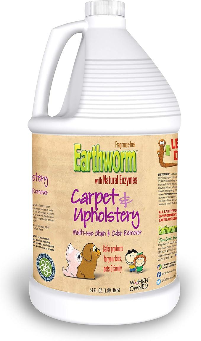 Earthworm Carpet & Upholstery Cleaner Multi-Use Stain & Odor Remover - Natural Enzymes, Safer for Family, Environmentally Responsible - 64 oz - NeatNest
