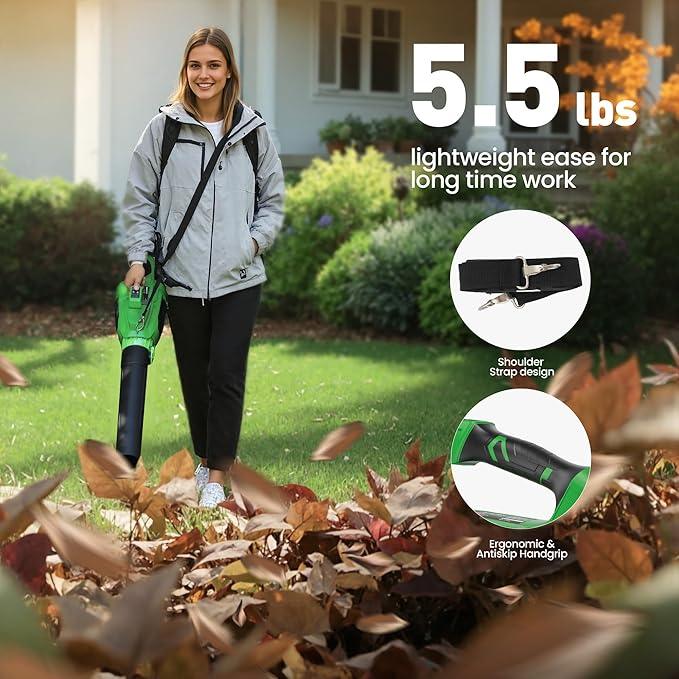 40V Leaf Blower Cordless, 620CFM Brushless Electric Leaf Blower Cordless with 2×5.0Ah Batteries and Charger, Battery Powered Leaf Blowers 4-Variable Speed & Turbo Mode Blowers for Lawn Care, Yard - NeatNest