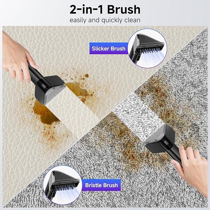 Portable Spot Cleaner Machine for Carpet and Upholstery - 18Kpa Carpet Cleaner with Dual BrushHeads, Easy Move, Cleaning Machine for Furniture, Couch, Stairs, Car and Pet Stain, Blue - NeatNest