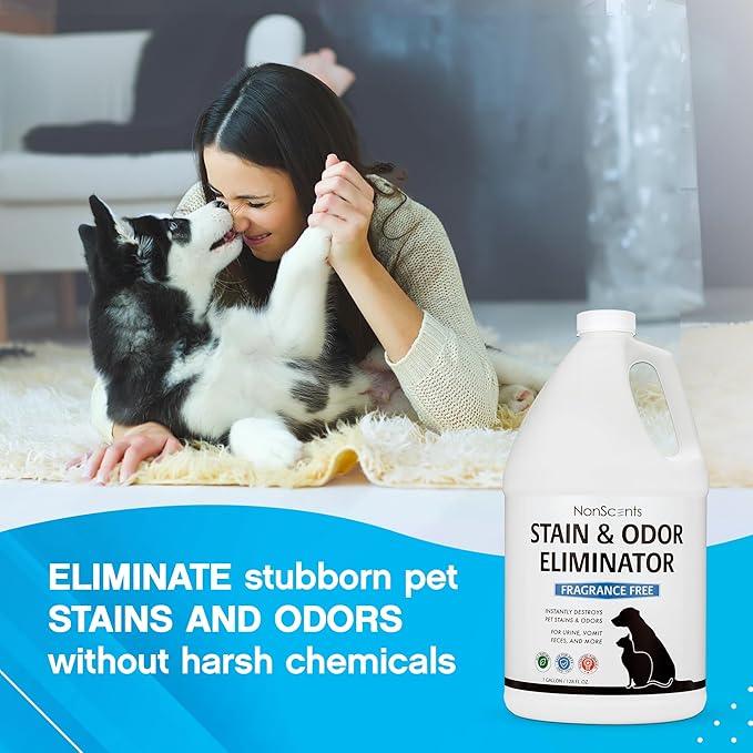 NonScents Stain & Odor Eliminator - Pet Odor & Stain Remover for Dog and Cat Urine - Fragrance Free (1 Gallon) - NeatNest