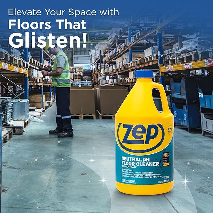 Zep Neutral pH Industrial Floor Cleaner. 1 Gallon (Case of 2) - ZUNEUT128 - Concentrated Pro Trusted All-Purpose Floor Cleaner - NeatNest