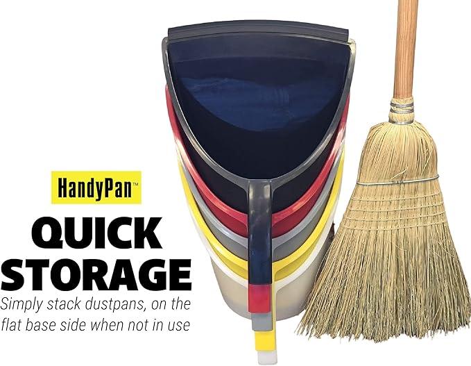 HandyPan Heavy Duty Dustpan, Black - Large Dust Pan Made in the USA with Tight Seal Lip to Keep Dust, Dirt, Debris In-Great for Home, Shop, Garage, Use-Stackable, Standing Dustpan for Wet or Dry Tasks - NeatNest