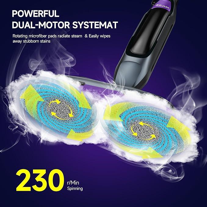 Scrubbing Steam Mop, Steam Mops for Floor Cleaning with Rotating Pads, 4 Cleaning Modes & LED Headlights, Swivel Steering,Safe for all Sealed Hard Floors F2 - NeatNest