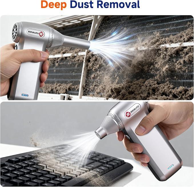 Compressed Air Duster-125,000 RPM Cordless Electric Air Duster, Rechargeable Super Power Air Blower with 3-Gear Turbo Fan, Air Blower for PC, Keyboard, Outdoor, Car & Home - NeatNest
