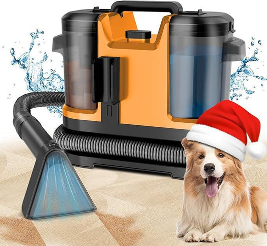 Portable Spot Cleaner Machine for Carpet and Upholstery - 18Kpa Carpet Cleaner with Dual BrushHeads, Easy Move, Cleaning Machine for Furniture, Couch, Stairs, Car and Pet Stain,Yellow - NeatNest