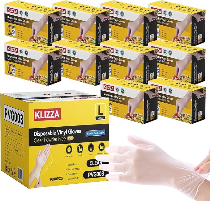 Disposable Vinyl Gloves Clear, Latex & Powder Free, Food Grade Safe for Food Prep Kitchen Cooking Cleaning Salon - NeatNest