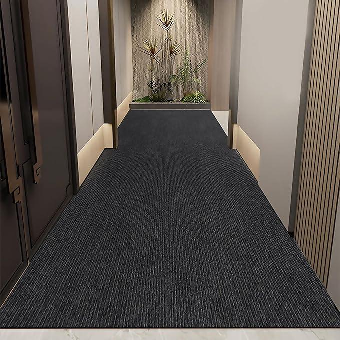 LVETOLS 3' x 5' High Traffic Guard Doormat, Commercial Grade Door Floor Mat Striped Brush Step Entrance Mat with Rubber Backing, Low Profile Commercial Rugs for Entryway, Easy to Clean(Jet Black) - NeatNest