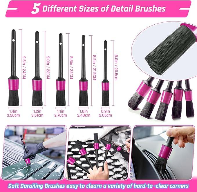 38PCS Car Detailing Kit Interior Cleaner with High Power Handheld Vacuum, Car Wash kit with Detailing Brush Set,Car Interior Detailing Kit,,Pink Car Accessories for Motorcycle,Cars,Gift for Women - NeatNest