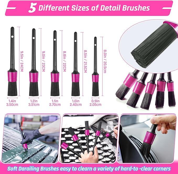 35PCS Car Detailing Kit Interior Cleaner with High Power Handheld Vacuum,Car Wash kit with Detailing Brush Set,Car Interior Detailing Kit,Pink Car Accessories for Motorcycle,Cars Gifts for Women - NeatNest